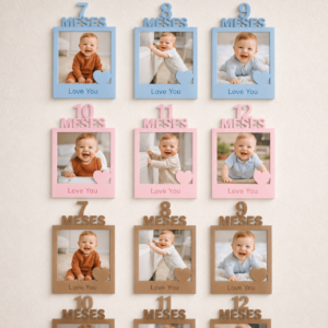 Porta Retrato Mesversário do Bebê 1 a 12 Meses Quadro para Foto Infantil