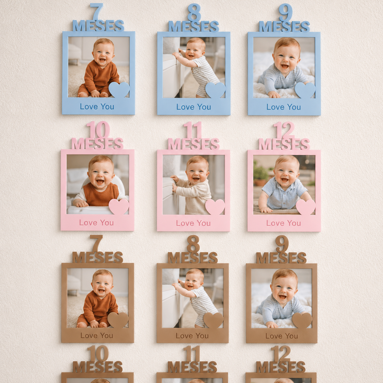 Porta Retrato Mesversário do Bebê 1 a 12 Meses Quadro para Foto Infantil