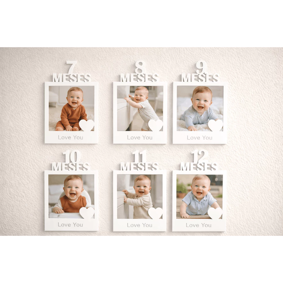 Porta Retrato Mesversário do Bebê 1 a 12 Meses Quadro para Foto Infantil - Imagem 2