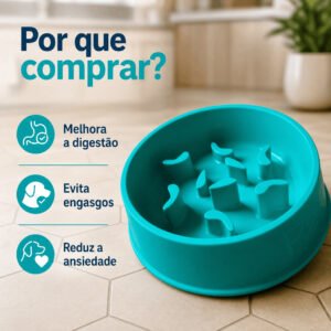 Comedouro Lento Pet Anti-Engasgo Reduz Ansiedade